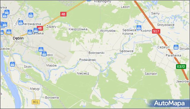 mapa Podwierzbie gmina Ryki, Podwierzbie gmina Ryki na mapie Targeo