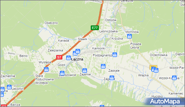 mapa Podzagnańszcze, Podzagnańszcze na mapie Targeo