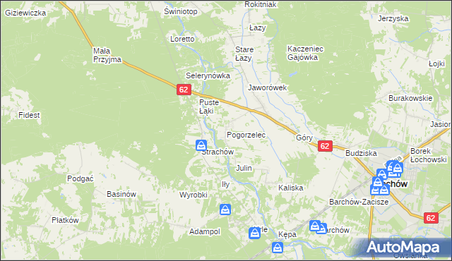 mapa Pogorzelec gmina Łochów, Pogorzelec gmina Łochów na mapie Targeo