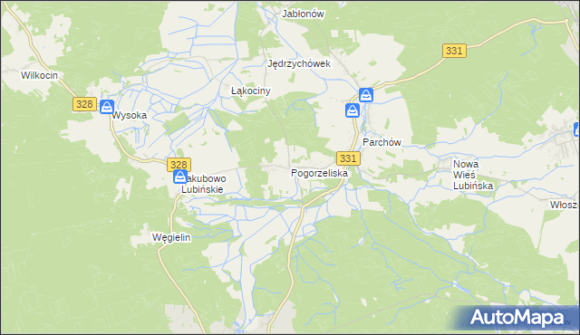 mapa Pogorzeliska, Pogorzeliska na mapie Targeo