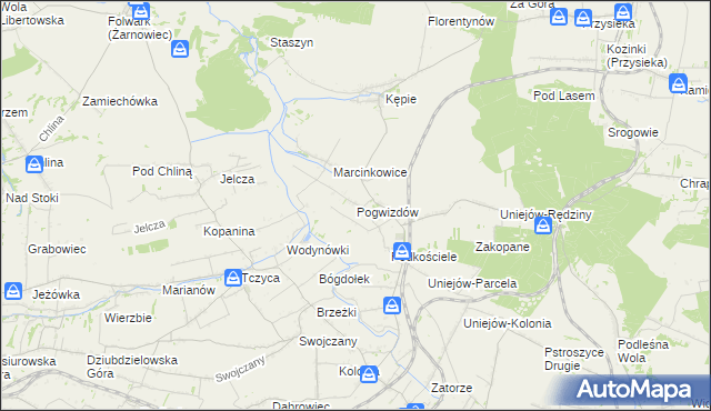 mapa Pogwizdów gmina Charsznica, Pogwizdów gmina Charsznica na mapie Targeo