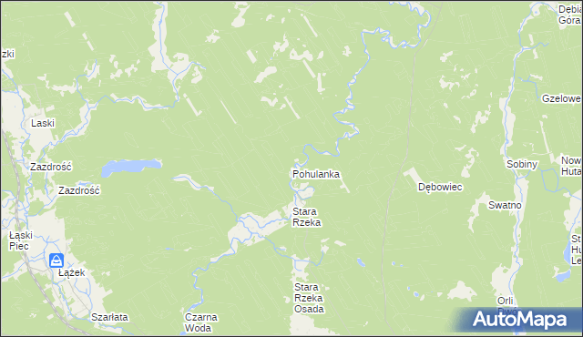 mapa Pohulanka gmina Osie, Pohulanka gmina Osie na mapie Targeo
