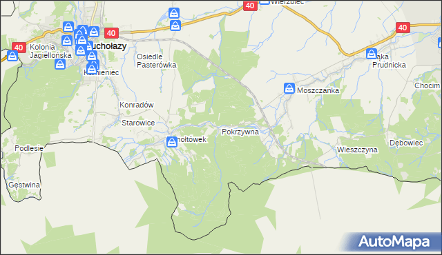 mapa Pokrzywna gmina Głuchołazy, Pokrzywna gmina Głuchołazy na mapie Targeo