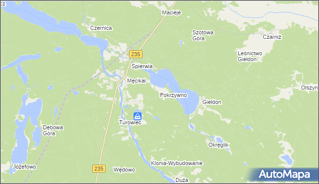 mapa Pokrzywno gmina Brusy, Pokrzywno gmina Brusy na mapie Targeo