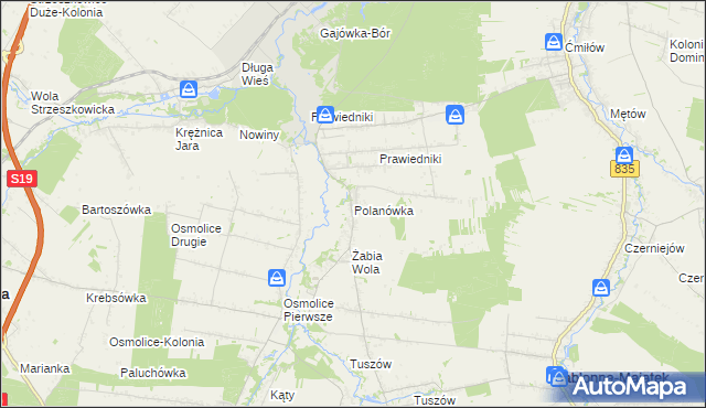 mapa Polanówka gmina Strzyżewice, Polanówka gmina Strzyżewice na mapie Targeo