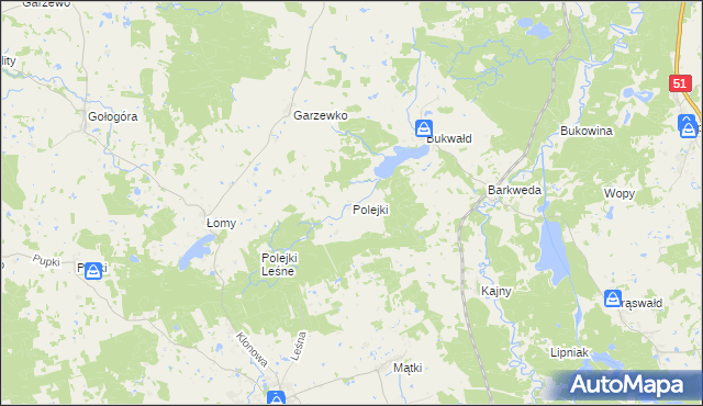 mapa Polejki, Polejki na mapie Targeo