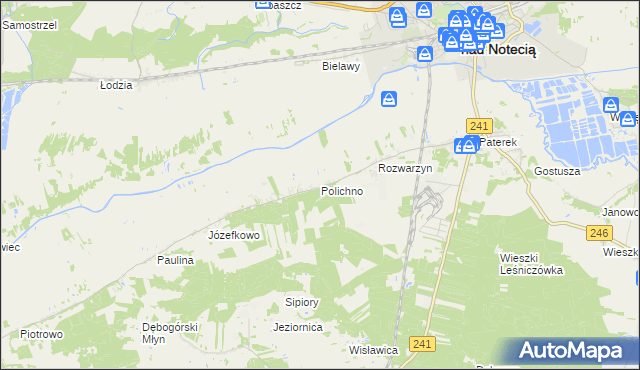 mapa Polichno gmina Nakło nad Notecią, Polichno gmina Nakło nad Notecią na mapie Targeo