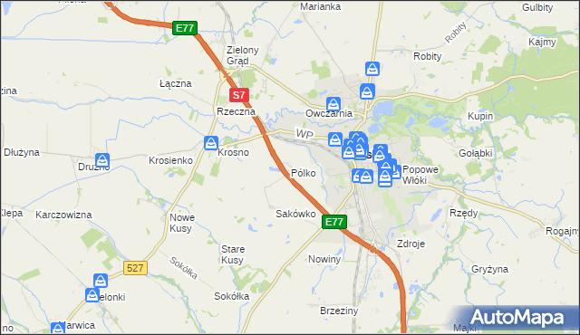 mapa Pólko gmina Pasłęk, Pólko gmina Pasłęk na mapie Targeo