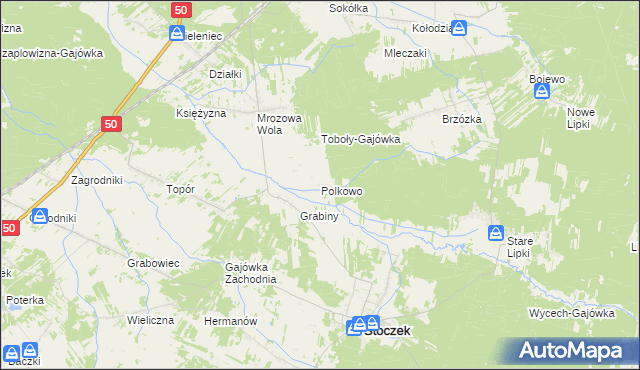 mapa Polkowo gmina Stoczek, Polkowo gmina Stoczek na mapie Targeo