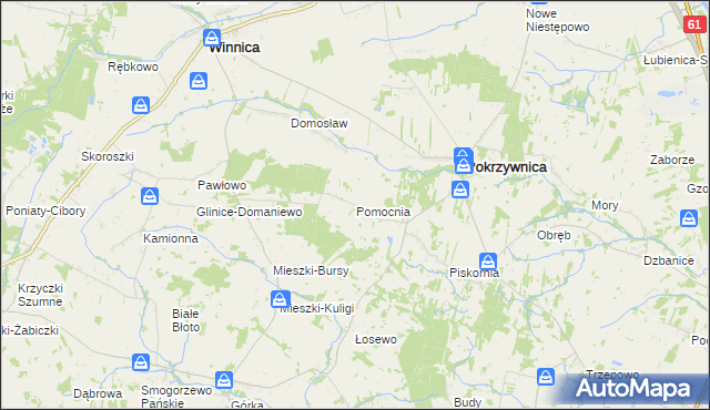 mapa Pomocnia gmina Pokrzywnica, Pomocnia gmina Pokrzywnica na mapie Targeo