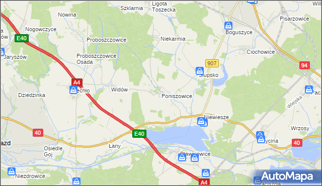mapa Poniszowice, Poniszowice na mapie Targeo