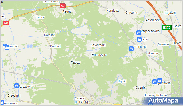 mapa Ponurzyca, Ponurzyca na mapie Targeo