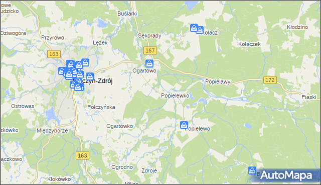 mapa Popielewko, Popielewko na mapie Targeo