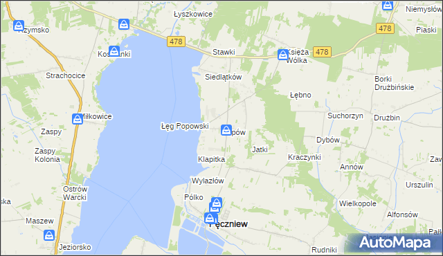 mapa Popów gmina Pęczniew, Popów gmina Pęczniew na mapie Targeo
