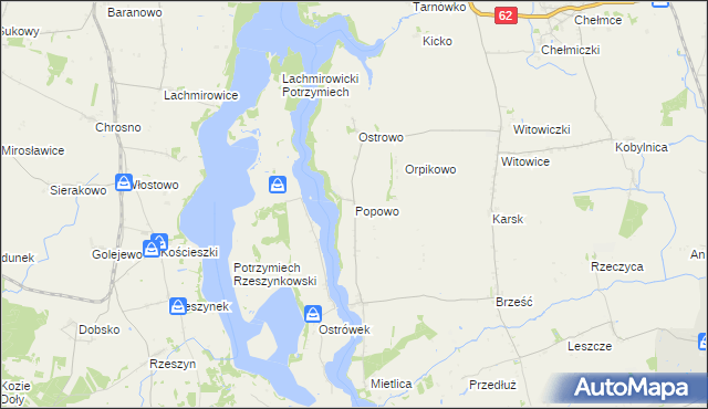 mapa Popowo gmina Kruszwica, Popowo gmina Kruszwica na mapie Targeo