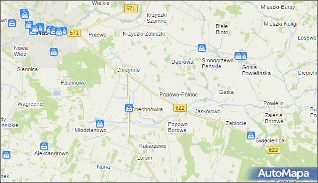mapa Popowo-Północ, Popowo-Północ na mapie Targeo