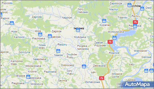 mapa Porąbka Iwkowska, Porąbka Iwkowska na mapie Targeo