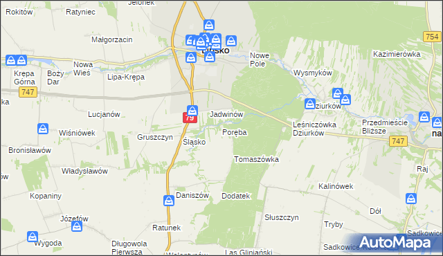 mapa Poręba gmina Lipsko, Poręba gmina Lipsko na mapie Targeo