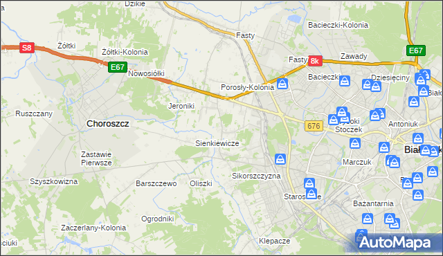 mapa Porosły, Porosły na mapie Targeo