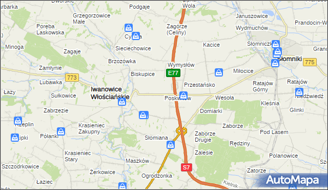 mapa Poskwitów, Poskwitów na mapie Targeo