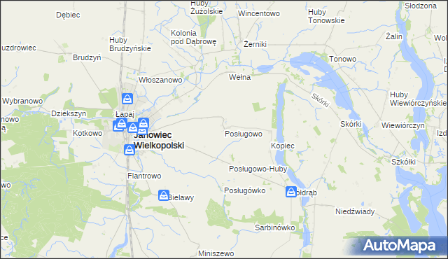 mapa Posługowo, Posługowo na mapie Targeo