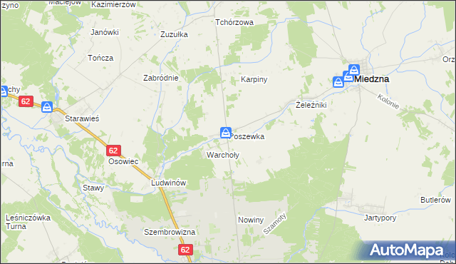 mapa Poszewka, Poszewka na mapie Targeo
