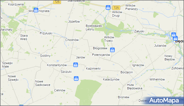 mapa Potencjanów, Potencjanów na mapie Targeo