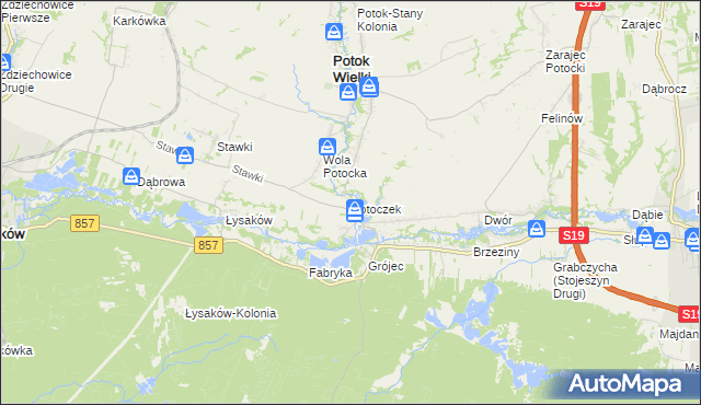 mapa Potoczek gmina Potok Wielki, Potoczek gmina Potok Wielki na mapie Targeo