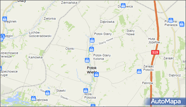 mapa Potok-Stany Kolonia, Potok-Stany Kolonia na mapie Targeo