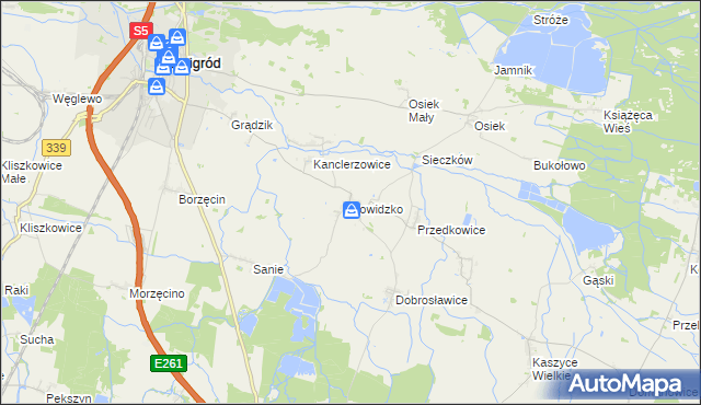 mapa Powidzko, Powidzko na mapie Targeo