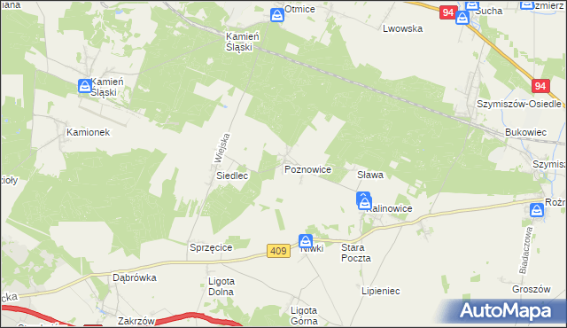 mapa Poznowice, Poznowice na mapie Targeo