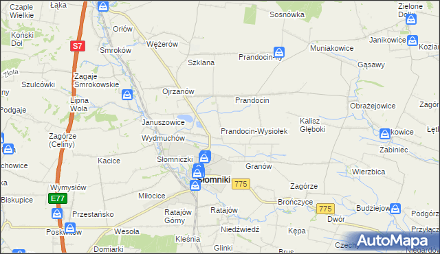 mapa Prandocin-Wysiołek, Prandocin-Wysiołek na mapie Targeo