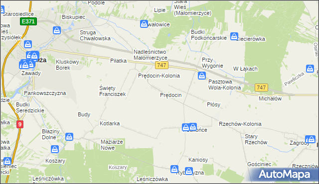 mapa Prędocin gmina Iłża, Prędocin gmina Iłża na mapie Targeo