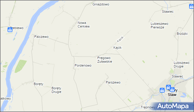 mapa Pręgowo Żuławskie, Pręgowo Żuławskie na mapie Targeo