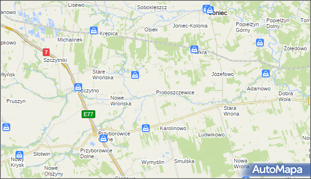 mapa Proboszczewice, Proboszczewice na mapie Targeo