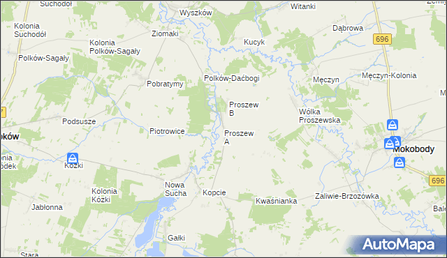 mapa Proszew A, Proszew A na mapie Targeo