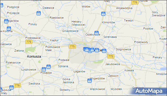 mapa Proszowice, Proszowice na mapie Targeo