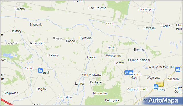mapa Prusinowice gmina Łęczyca, Prusinowice gmina Łęczyca na mapie Targeo