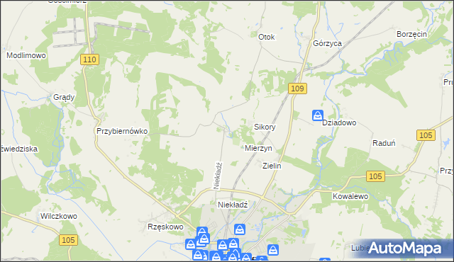 mapa Prusinowo gmina Gryfice, Prusinowo gmina Gryfice na mapie Targeo