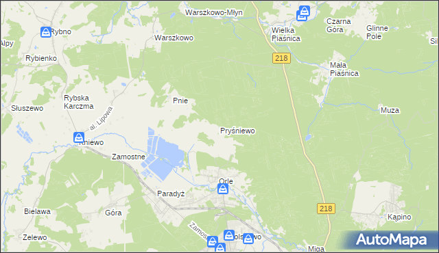 mapa Pryśniewo, Pryśniewo na mapie Targeo