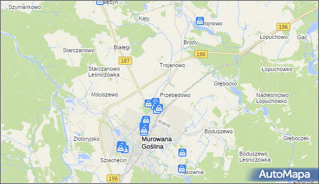 mapa Przebędowo gmina Murowana Goślina, Przebędowo gmina Murowana Goślina na mapie Targeo