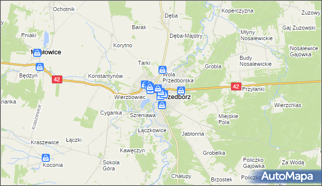 mapa Przedbórz powiat radomszczański, Przedbórz powiat radomszczański na mapie Targeo