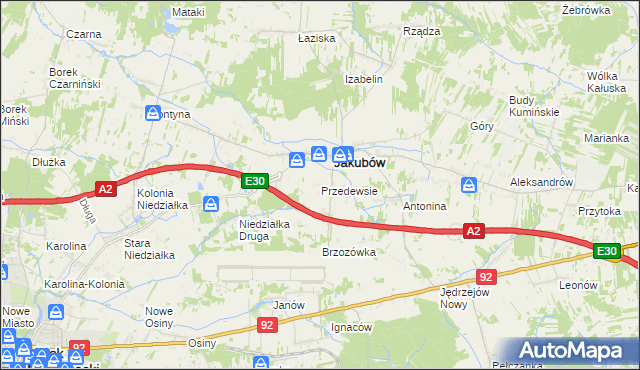 mapa Przedewsie gmina Jakubów, Przedewsie gmina Jakubów na mapie Targeo