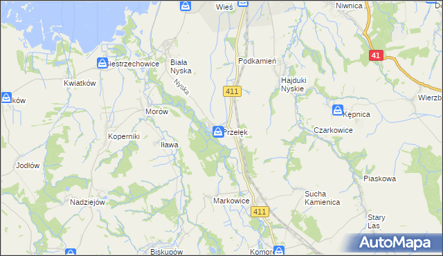 mapa Przełęk gmina Nysa, Przełęk gmina Nysa na mapie Targeo