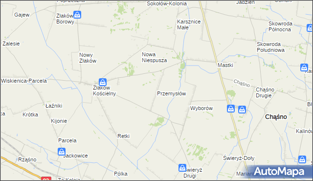mapa Przemysłów gmina Chąśno, Przemysłów gmina Chąśno na mapie Targeo