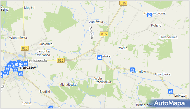 mapa Przewłoka gmina Parczew, Przewłoka gmina Parczew na mapie Targeo