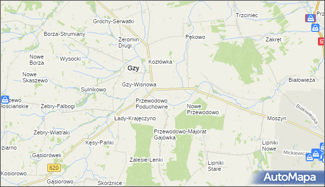 mapa Przewodowo-Parcele, Przewodowo-Parcele na mapie Targeo