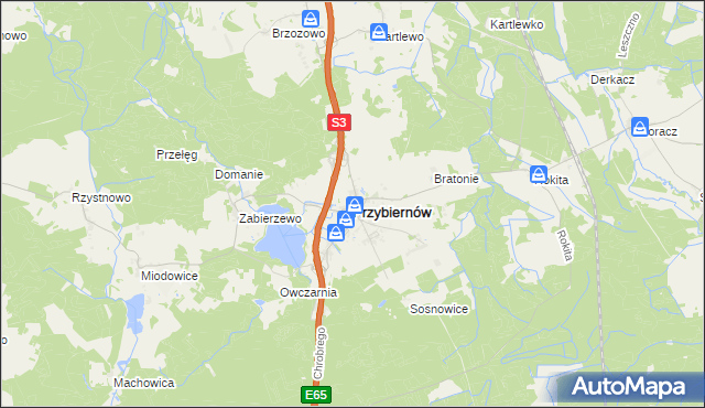 mapa Przybiernów, Przybiernów na mapie Targeo