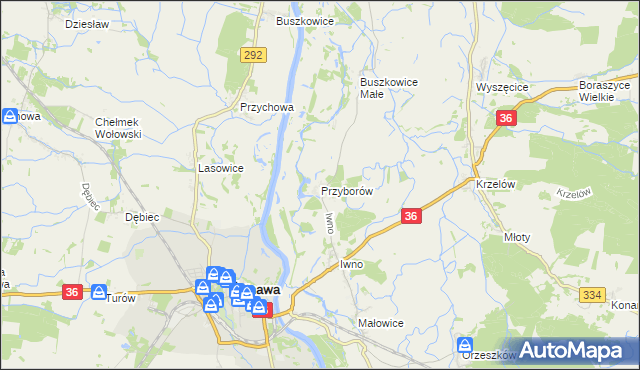 mapa Przyborów gmina Wińsko, Przyborów gmina Wińsko na mapie Targeo