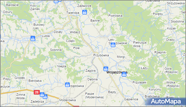 mapa Przybówka, Przybówka na mapie Targeo